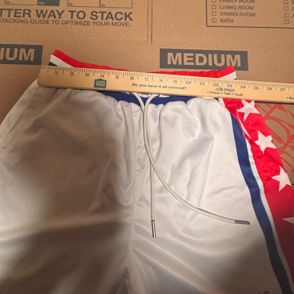 KINETIC Men's Basketball Shorts White Red Blue Stars Size Medium - Picture 4 of 10